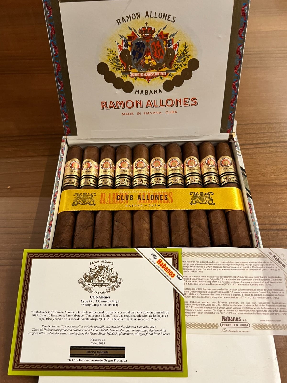 Ramón Allones Club Allones Edición Limitada 2015 Dress Box of 10 cigars ...
