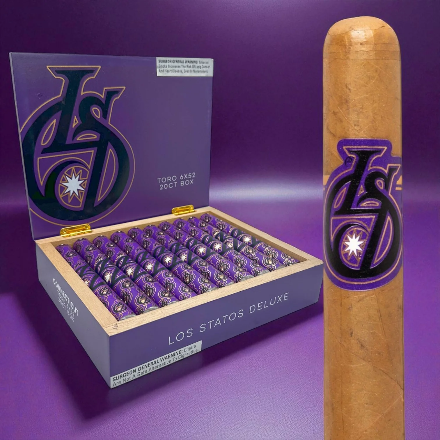 Los Statos Delux Connecticut Toro 6x52 - King of the Leaf