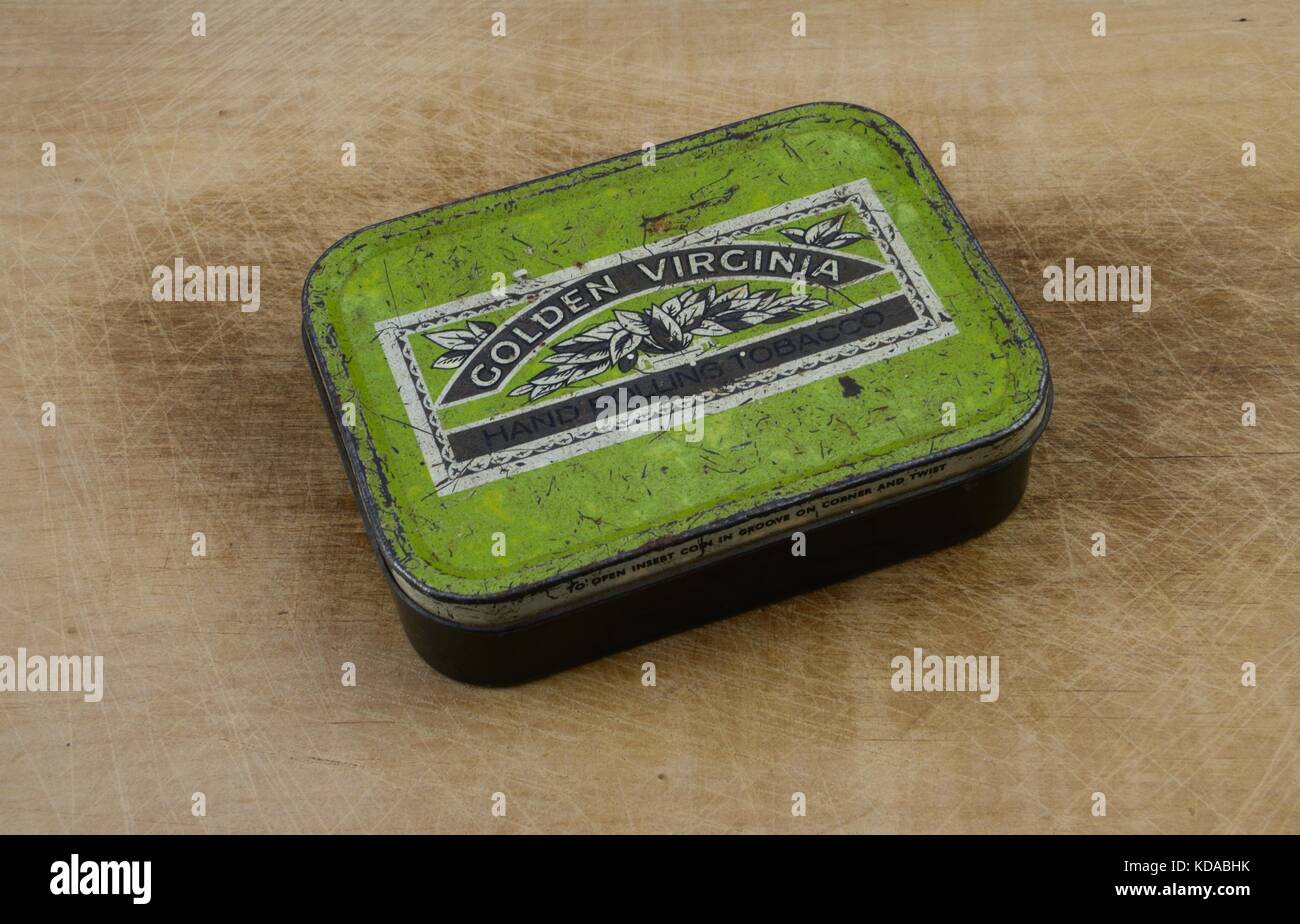 Retro Golden Virginia Tobacco Tin Stock Photo - Alamy