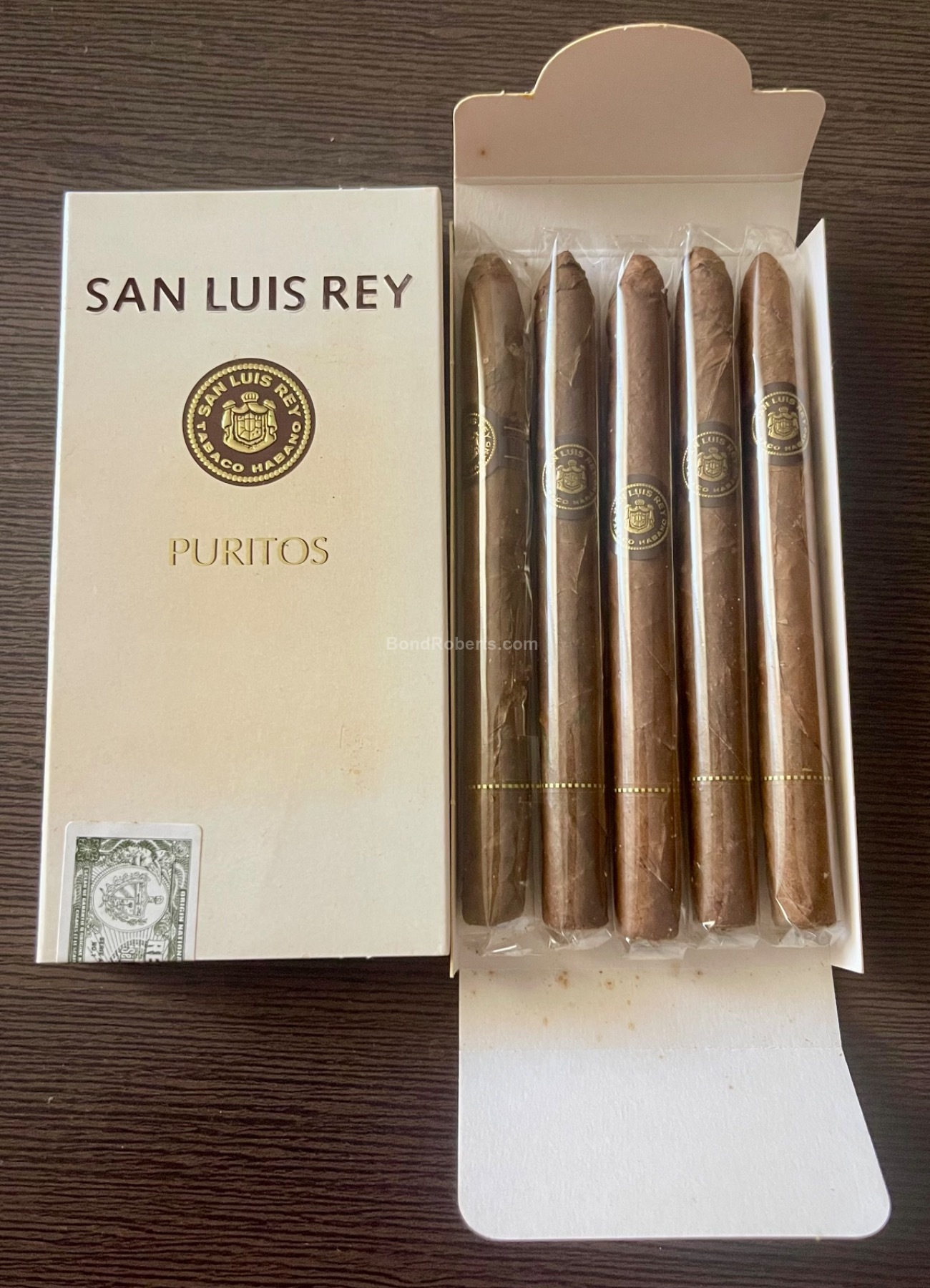 San Luis Rey Puritos 1990 Cardboard display box of 50 in 10 packs of 5 ...