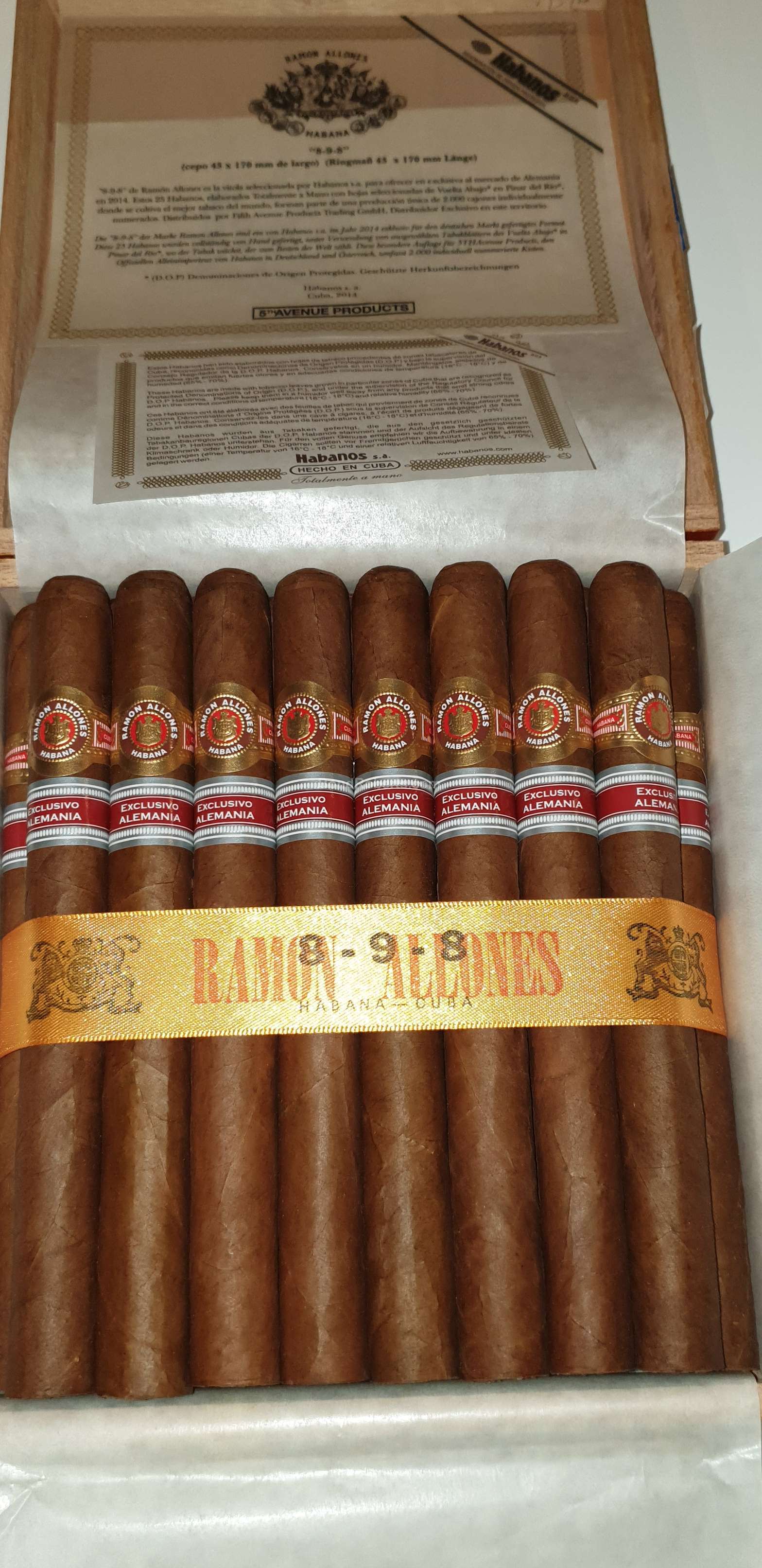 Ramón Allones 雷蒙·阿隆斯 8-9-8 德国地区版2014 雪茄资料