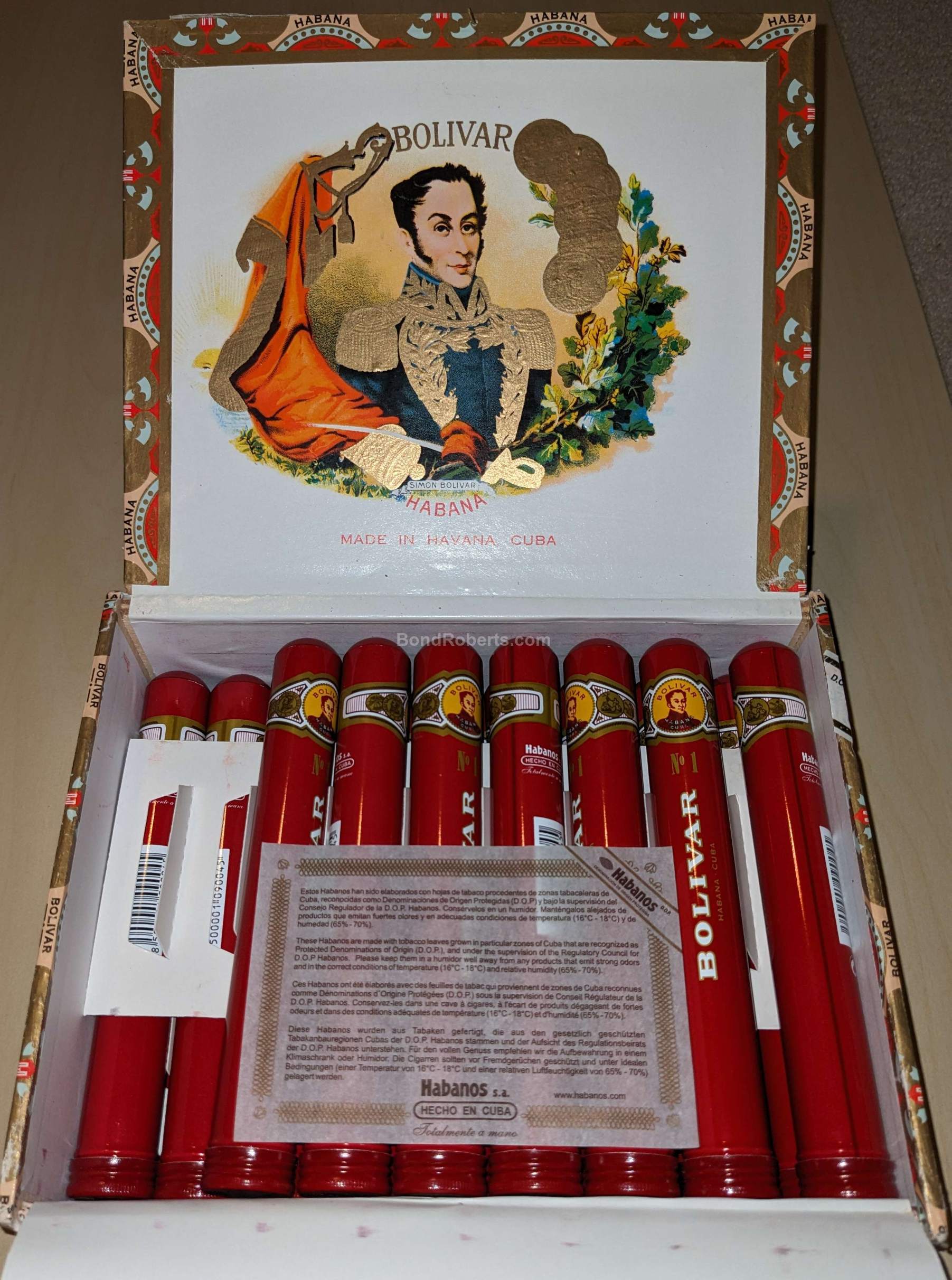 Bolívar Bolívar Tubos No.1 2015 Dress Box of 25 cigars in aluminium ...