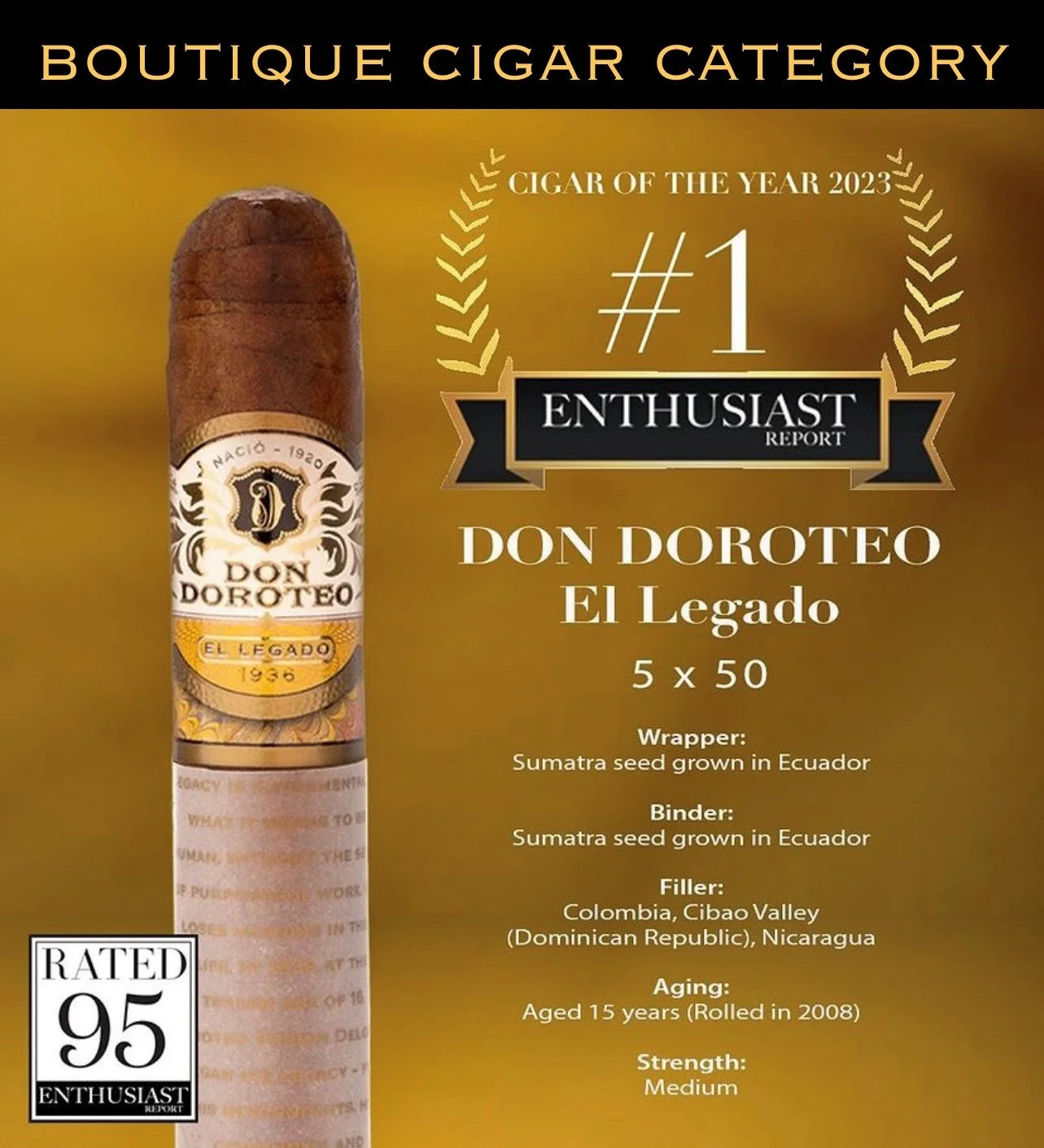 Don Doroteo Cigars is honored that El Legado earned the #1 Boutique ...